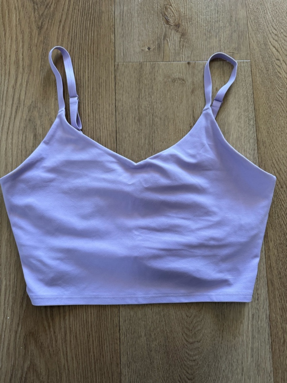 Athleta Crop Top Built In Bra Lavender Adjustable Straps V Neck Large